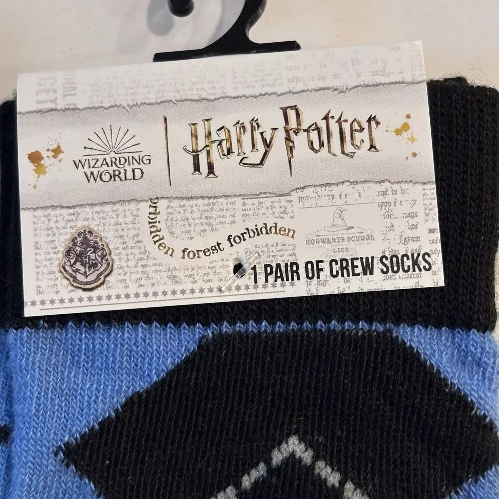 Harry Potter House Crest Argyle Pattern Crew Socks Set Of 2 Slytherin Ravenclaw